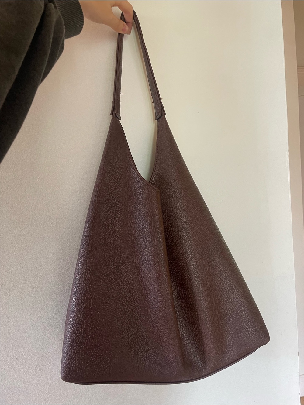 Amazon Dark Brown Pebbled Leather Shoulder Tote
